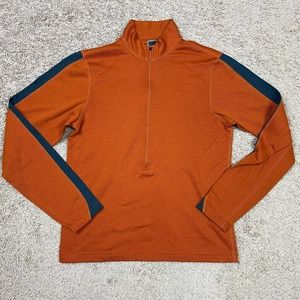 REI Jacket Mens Small 1/2 Zip Orange Long Sleeve Pullover Polyester